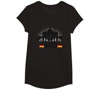 German Heritage Porte de Brandebourg Berlin Pride Patriotique T-Shirt, Fille, Noir, M
