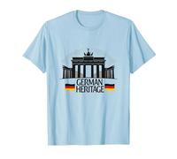German Heritage Porte de Brandebourg Berlin Pride Patriotique T-Shirt, Homme, Bleu Céleste, L