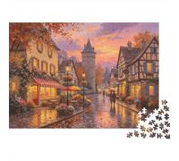 German Old Town Puzzles 1000 Pièces Recyclé Material Medieval Village Puzzle pour Garçons et Filles Fun Present & Activité for Home Ideal for Child‘s Birthday Gift 70x50cm/1000pcs