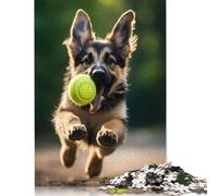 German Shepherd Ball Puzzle 1000 Pièces Educa Jouet en Bois Divertissement Créatif Décoration Intérieure Jeu Éducatif Challenge Toy Adultes & Enfants des 14 Ans 1000pcs (40x28cm)