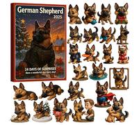 German Shepherd Christmas Advent Countdown Calendar - 24 acryliques Ornaments, Dog-Themed Holiday Decoration For Kids & Adults, Party Favor, 26 x 18 x 3 cm
