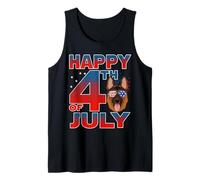 German Shepherd Dog American Flag Glasses Happy 4th of July Débardeur