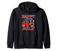 German Shepherd Dog American Flag Glasses Happy 4th of July Sweat à Capuche