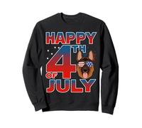 German Shepherd Dog American Flag Glasses Happy 4th of July Sweatshirt