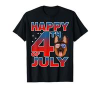 German Shepherd Dog American Flag Glasses Happy 4th of July T-Shirt