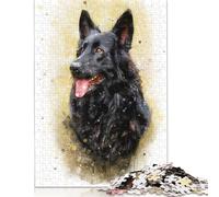 German Shepherd Dog Art Puzzles 1000 Pièces Cadeau Unique Jeu Éducatif Défi Jouet À De Qualité Supérieure Peinture Art pour Adultes Et Enfants À Partir De 14 Ans 1000pcs (75x50cm)