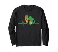 German Shepherd Dog Heartbeat Leprechaun Hat St Patricks Day Manche Longue