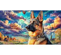 German-Shepherd-Dog Puzzle 1000 pièces Défi de Jeu éducatif Jeu Familial Amusant & Stimulant Cadeau pour Femmes et Hommes à des Fins de Relaxation 70x50/1000 pièces