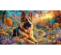German-Shepherd-Dog Puzzle 1000 pièces Extremement Difficile Jeux éducatifs pour Adultes et Enfants Idée Cadeau Parfaite à des Fins de Relaxation 38x26/1000 pièces
