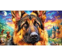 German-Shepherd-Dog Puzzle pour Adultes 1000 pièces Jeux éducatifs Cadeau Amusant & Activité Maison Jeu Stimulant pour Relaxation, créativité et Cadeaux 38x52/1000 pièces