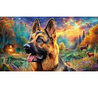 German-Shepherd-Dog Puzzle pour Femmes et Hommes 1000 pièces Papier recyclé Jeu Familial Amusant & Stimulant Jeux éducatifs Beau Puzzle de décoration 38x26/1000 pièces