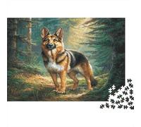 German Shepherd Forest 1000 Piece Jigsaw Puzzle Paper Adult Suitable Sunlight Woods Jigsaw Puzzle for Adults Family Relaxation Home Decor Gift 70x50cm/1000pcs
