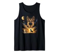 German Shepherd Howling to The Moon Vintage Dog Graphic Débardeur