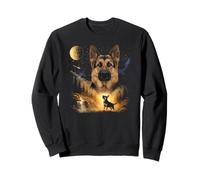 German Shepherd Howling to The Moon Vintage Dog Graphic Sweatshirt