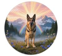 German Shepherd, Puzzle 1000 Pièces en Format Rond Intégrantchien de Compagnie, De Complexité Moyenne, Parfait pour Toute La Famille Le Week-End 1000pcs (67.5x67.5cm)