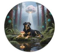 German Shepherd, Puzzle Circulaire Esthétique 1000 Pièces, Intégrantchien de Compagnie, Recommandé pour Les Amateurs De Décoration Intérieure 1000pcs (67.5x67.5cm)