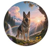 German Shepherd, Puzzle Créatif De 1000 Pièces Rondes Avecchien de Compagnie, Difficulté Progressive, Excellent Choix De Cadeau 1000pcs (67.5x67.5cm)