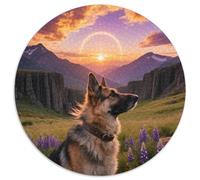 German Shepherd, Puzzle Rond 1000 Pièces Agrémenté Dechien de Compagnie, Parfait pour Un Dimanche Pluvieux À La Maison 1000pcs (67.5x67.5cm)