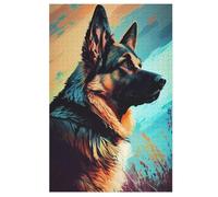 German Shepherd Puzzles en Bois 1000 Pièces Adultes, Poster Jigsaw Puzzle, Design Unique Jouet ÉduChatif pour Adolescents Et Enfants （78×53cm）