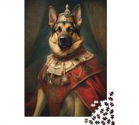 German Shepherd The King Puzzle Adulte De 1000 Pièces, 52x38cm/1000pcs; Pièces Blanches Faciles À Trier; À Continuer Lors D’Une Prochaine Soirée