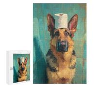 German Shepherd with Toilet Paper Hat-1 Puzzle 1000 Pièces Educa Jouet en Bois Cadeau Unique Décoration Intérieure Jeu Éducatif Challenge Toy Adultes Et Enfants À Partir De 14 Ans 1000 PCS