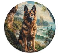 German Shepherds 1000 Pieces Puzzles Ronds Puzzle Cadeaux Jeu Cadeau Unique Puzzle DIY