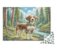 German Shorthaired Pointer 1000Pc Puzzles Adultes - Épagneul Breton en Forêt pour Adultes Jeux de Puzzle Stimulants et Réflexion 38x26cm/1000pcs