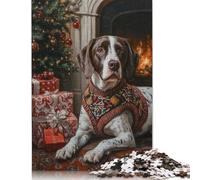 German Shorthaired Pointer Dog in Christmas Sweater by Fireplace Puzzle 1000 Pièces Cadeau Unique Jeu Éducatif Défi Jouet À De Qualité Supérieure Peinture Art pour Adultes Et Enfants À Partir De 14 A