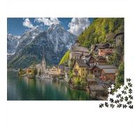 German Village Scenery, Emerald Green Lake, Maisons colorées Cadeau Unique Décoration Intérieure Jeu ÉduChatif Challenge Toy Adultes & Enfants des 14 Ans 1000pcs (75x50cm)