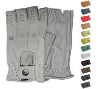 German Wear Driving Demi-doigts Gants de voiture sans doigts en cuir - Gris - Medium