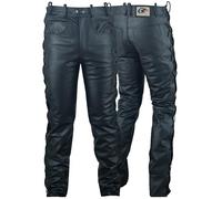 German Wear Pantalon de moto en cuir de buffle avec lacets sur les côtés Noir