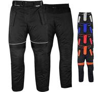 German Wear Pantalon de moto pour homme avec protections 2CE - Coupe-vent Biker Quad Textile - Doublure thermique lavable et amovible - Fermeture éclair combinée, Taille élastique - 4 couches & 2