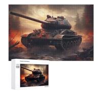 German World War Tank - Puzzle À Exposer, 1000 PCS, Décoration du Nouvel an, avec Une Image Décorative Une Fois Terminé