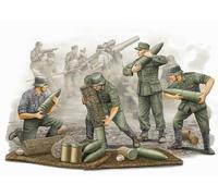 German (WWII) S. Fh 18 Field Howitzer Gun Crew Plastique Kit 1:3 5 Model