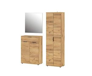Germania 8557-243 GW Fremont Ensemble de 3 garde-robes comprenant une armoire à chaussures, un miroir et une garde-robe Motif chêne Navarra Nb.