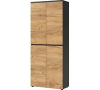 Germania Armoire à dossiers 4266-549 GW-Lissabon, en Graphite/Chêne Navarra repro, Design sans poignées, 80 x 197 x 40 cm (LxHxP)