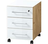 Germania Caisson à roulettes 4201-242 GW-Monteria, en Chêne de Navarre repro/Blanc, verrouillable, 40 x 55 x 50 cm (LxHxP)