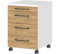 Germania Caisson à roulettes 4251-559 GW-Profi, Blanc/chêne Grandson, avec Compartiment à ustensiles, 42 x 61 x 49 cm (LxHxP)