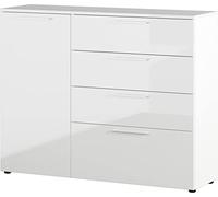 Germania Commode 3554-84 GW-Sunnyvale, en Blanc, avec façades et Dessus Brillantes, 135 x 107 x 40 cm (l/h/p)