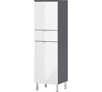 GERMANIA DIE MÖBELMACHER Armoire 8532-569, en Graphite/Blanc, façades en Blanc Brillant, avec tiroir, 34 x 120 x 34 cm (l/h/p)