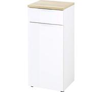 GERMANIA DIE MÖBELMACHER Élément Bas 2751-513 GW-Pescara, en Blanc/Chêne-Navarra repro, avec façades Blancs en Verre, 39 x 86 x 34 cm (l/h/p)