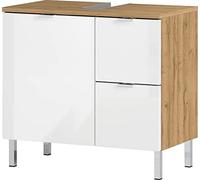GERMANIA DIE MÖBELMACHER Meuble sous-lavabo 8529-552 GW-Mauresa, en Chêne-Grandson repro/Blanc, façades en Blanc Brillant, avec Deux tiroirs, 60 x 56 x 34 cm (l/h/p)