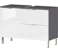 GERMANIA DIE MÖBELMACHER Meuble sous-lavabo 8530-569 GW-Mauresa, en Graphite/Blanc, façades en Blanc Brillant, avec tiroir, 80 x 56 x 34 cm (l/h/p)