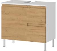 Germania Meuble sous-lavabo 4330-559 GW-Torrance, en Blanc/chêne Grandson, avec découpe pour Siphon, 60 x 56 x 34 cm (LxHxP)