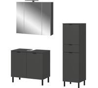 Germania Set de Bain 9921-547 3 pièces GW-Arcena, en Graphite, avec Pieds en métal, 76 x 200 x 34 cm (LxHxP)