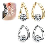 Germanium Boucles d'oreilles de drainage lymphatique pour perte de poids, Thérapie magnétique pour femmes et filles (Or+Argent)
