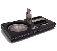 GERMANUS - The Box - Lot de cendriers à cigares avec porte-poinçon, noir
