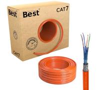 Germany B.e.s.t Câble réseau CAT 7 100 m Simplex Câble réseau cuivre LAN, S/FTP 10 Gbit/s Kat 7 en cuivre pur câble de données PoE+ LSZH
