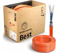 Germany B.e.s.t Câble réseau CAT 7 - 200 m - Câble de pose LAN S/FTP - En cuivre pur - 10 Gbit/s - Convient pour PoE+ - LSZH - Câble de données Ethernet pour Internet haut débit et installation réseau