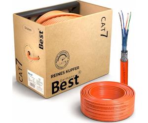 Germany B.e.s.t Câble réseau CAT 7 - 200 m - Câble de pose LAN S/FTP - En cuivre pur - 10 Gbit/s - Convient pour PoE+ - LSZH - Câble de données Ethernet pour Internet haut débit et installation réseau